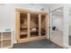 Clean and modern home sauna with glass doors at 3319 Milton Rd, Raleigh, NC 27609