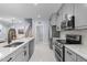 Modern kitchen with stainless steel appliances and gray cabinets at 419 Carolina Way, Sanford, NC 27332