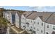 Aerial perspective of a row of townhouses in a residential community at 533 Bistre Dr, Cary, NC 27519