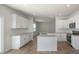 Modern kitchen with white cabinets, granite countertops and island at 273 Hanging Elm Ln, Fuquay Varina, NC 27526