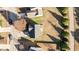 Top-down view of a residential property, highlighting the roof and surrounding yards at 170 Shore Pine Dr, Youngsville, NC 27596