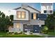 Two-story home with white and navy siding, a covered entryway, and landscaping at 228 Maggie Ln, Roxboro, NC 27573
