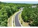 Aerial view of a residential street lined with trees and homes at 432 Ashley Run, Sanford, NC 27330