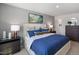 Spacious Primary bedroom with a king-size bed, dark wood furniture, and a calming gray color scheme at 466 Belgian Red Way, Wake Forest, NC 27587