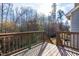 Wooden deck with railing overlooking trees and backyard at 2057 Tordelo Pl Pl, Apex, NC 27502