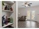 Living room with French doors leading to balcony at 524 Glenolden Ct, Cary, NC 27513