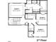 Second floor plan with three bedrooms and two bathrooms at 7537 Percussion Dr, Apex, NC 27539