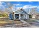Newly painted blue bungalow with covered porch at 810 Brooklyn St, Raleigh, NC 27605