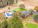 Aerial view showcasing pool and clubhouse at 191 Pine Lake Dr, Siler City, NC 27344