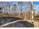 Wooded backyard with sloped terrain at 101 Creekside Dr, Selma, NC 27576