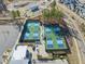Aerial view of community pickleball courts at 235 Cottage Way, Pittsboro, NC 27312