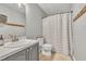 Clean bathroom with shower/tub combo and vanity at 109 Feezor Ct, Clayton, NC 27527