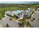 Community clubhouse and pool area aerial view at 473 White Mulberry Ln, Holly Springs, NC 27540