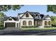 Two-story farmhouse with white siding, brown accents, and a two-car garage at 110 Broadleaf Ln, Louisburg, NC 27549