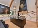 Modern kitchen features marble countertops, custom cabinetry, and a large island at 1425 Sky Vista Way, Raleigh, NC 27613