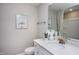 Simple bathroom with single vanity and shower/tub combo at 393 Fosterton Cottage Way, Raleigh, NC 27603