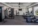 Modern fitness center featuring treadmills, ellipticals, and weight machines at 393 Fosterton Cottage Way, Raleigh, NC 27603