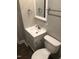 Updated bathroom with vanity and toilet at 4600 Millstone Dr # D, Raleigh, NC 27604