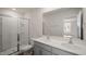 Bathroom with double vanity, quartz countertop and large shower at 511 Fife Ct., Gibsonville, NC 27249