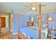 Bedroom with post bed and ceiling fan at 144G Celebrity Dairy Way, Siler City, NC 27344