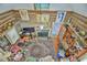 View of the living room from above, showing the fireplace and layout at 144G Celebrity Dairy Way, Siler City, NC 27344