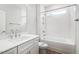 Clean bathroom, featuring a white subway tile shower/tub combo at 261 Kissington Way, Benson, NC 27504