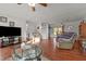 Living room with hardwood floors and fireplace at 816 Westwood Dr, Elon, NC 27244