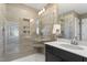 Modern bathroom with walk-in shower and single vanity at 223 Augusta Pond Way # 158, Raleigh, NC 27603