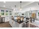 Open concept kitchen with island, stainless steel appliances, and white cabinetry at 223 Augusta Pond Way # 158, Raleigh, NC 27603