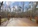 Wooden deck overlooking wooded backyard at 540 Patterson Dr, Chapel Hill, NC 27516
