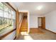 Wooden staircase leading to the upper level at 540 Patterson Dr, Chapel Hill, NC 27516