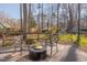 Relaxing backyard deck with seating area, overlooking a spacious lawn and wooded area at 6814 Lockwood Dr, Durham, NC 27712