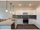 Modern kitchen with granite countertops and white cabinets at 2204 Gathering Square Ct, Fuquay Varina, NC 27526