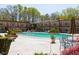 Refreshing pool with surrounding patio furniture and landscaping at 807 W Trinity Ave # 241, Durham, NC 27701