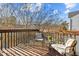 Private deck with seating for two and leafy views at 1674 Snowmass Way, Durham, NC 27713