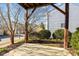 Private patio with wooden support beams at 1674 Snowmass Way, Durham, NC 27713