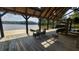 Relaxing boathouse interior with rocking chairs and lake view at 30 Hidden Lake Dr, Franklinton, NC 27525