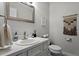Clean bathroom with white vanity, updated fixtures, and stylish wall decor at 4100 Five Oak Dr # 37, Durham, NC 27707