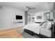 Spacious bedroom with hardwood floors and city views at 523 S West St # 402, Raleigh, NC 27601