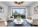 Living room with city views, comfortable seating, and large windows at 523 S West St # 402, Raleigh, NC 27601