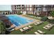 Resort-style pool with ample lounge chairs and cabanas at 400 W Main St # 2601, Durham, NC 27701