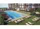 Resort-style pool with ample lounge chairs and private cabanas at 400 W Main St # 2303, Durham, NC 27701