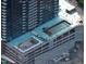 Aerial view of rooftop pool and lounge area at 400 W Main St # 2303, Durham, NC 27701