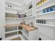 Well-organized pantry with ample shelving for storage at 8917 Grand Highland Way, Wake Forest, NC 27587