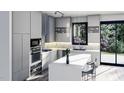 Modern kitchen with white cabinets, center island, and stainless steel appliances at 817 Antoine Dr # 5, Durham, NC 27713