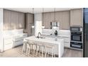 Modern kitchen with an island, white cabinets, and upscale appliances at 824 Antoine Dr # 8, Durham, NC 27713