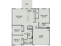 One-story floor plan featuring 3 bedrooms, 2 bathrooms, a kitchen, and a 2-car garage at 122 Vega Loop # 61, Sanford, NC 27330