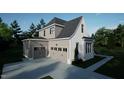 Two story modern farmhouse with white brick and gray siding and two car garage at 13625 Old Creedmoor Rd, Wake Forest, NC 27587