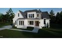 Two story modern farmhouse with white brick and gray siding at 13625 Old Creedmoor Rd, Wake Forest, NC 27587