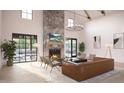 Spacious living room with fireplace and large windows at 2049 Abbeyhill Dr, Raleigh, NC 27610